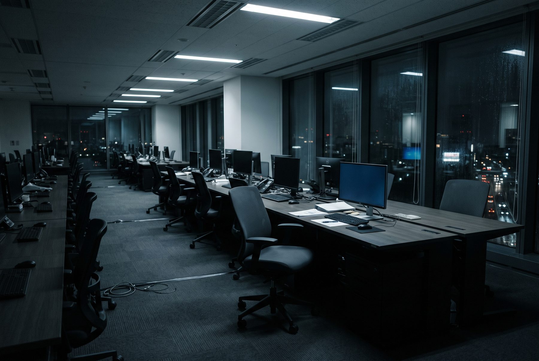 An empty corporate office floor